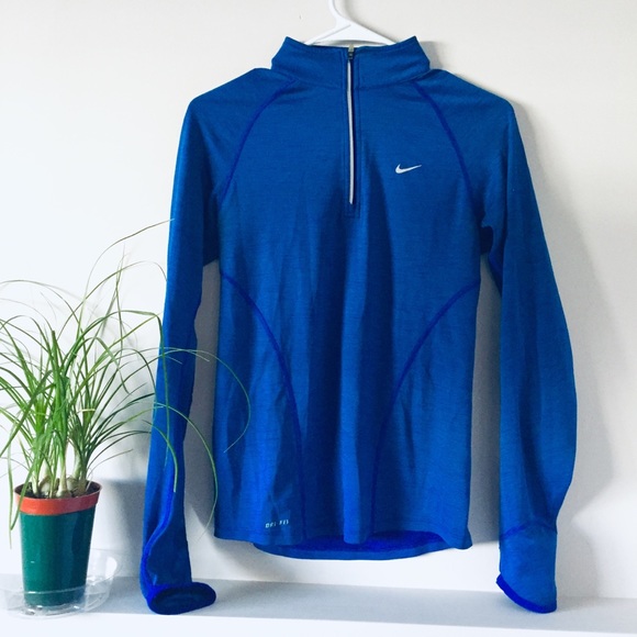 Nike Tops - Nike Fitted Athletic Quarter Zip Heather Blue